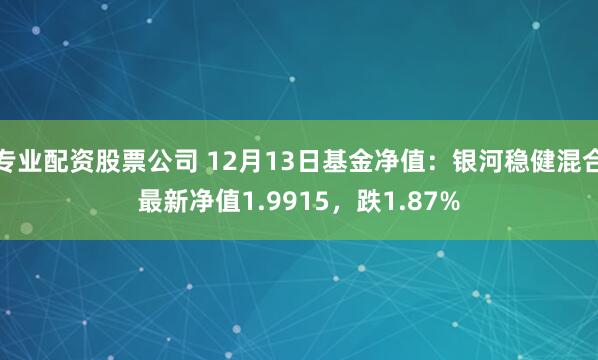 专业配资股票公司 12月13日基金净值：银河稳健混合最新净值1.9915，跌1.87%