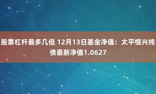 股票杠杆最多几倍 12月13日基金净值：太平恒兴纯债最新净值1.0627