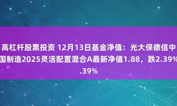 高杠杆股票投资 12月13日基金净值：光大保德信中国制造2025灵活配置混合A最新净值1.88，跌2.39%