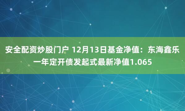 安全配资炒股门户 12月13日基金净值：东海鑫乐一年定开债发起式最新净值1.065