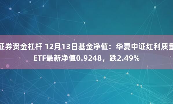 证券资金杠杆 12月13日基金净值：华夏中证红利质量ETF最新净值0.9248，跌2.49%