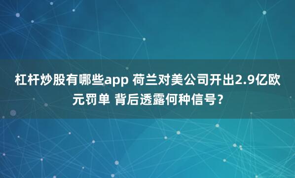 杠杆炒股有哪些app 荷兰对美公司开出2.9亿欧元罚单 背后透露何种信号？